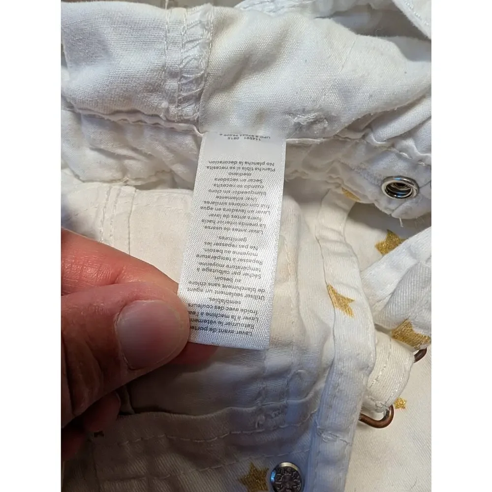OshKosh B’gosh Baby Star Print Overalls Size 12M White Gold Cotton Bib Overalls